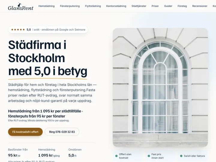 Startsidan på glansrent.se