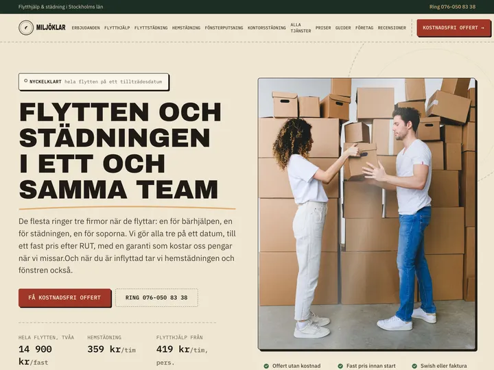 Startsidan på miljoklar.se
