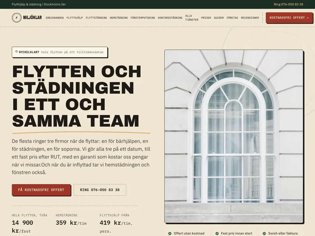 Startsidan på miljoklar.se